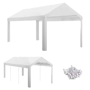 10 ft. x 20 ft. PE White Carport Replacement Top with Ball Bungee Cords