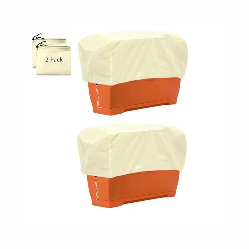 17.7 in. Beige Non-Woven Rectangular Plant Freeze Protection Cover Zip Drawstring Planter 2 Pack price history on PriceWatchPro