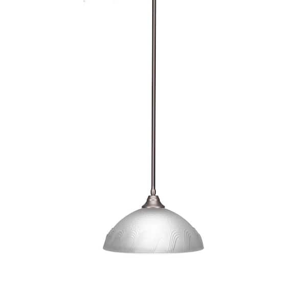 Unbranded Sparta 100-Watt 1-Light Brushed Nickel Bowl Mini Pendant Light with Glass Shade