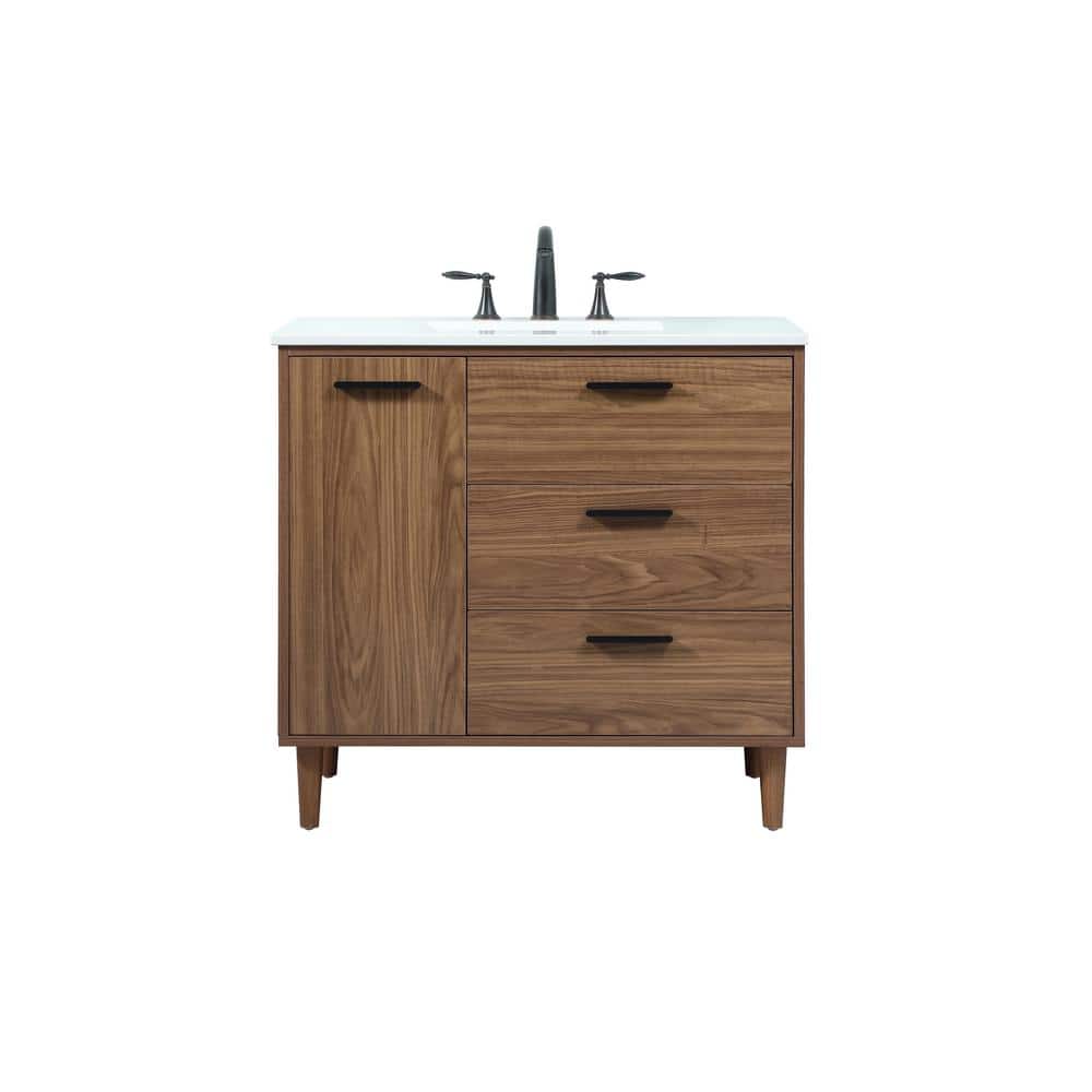 Simply Living 36 in. W x 22 in. D x 34 in. H Bath Vanity in Walnut Brown wi