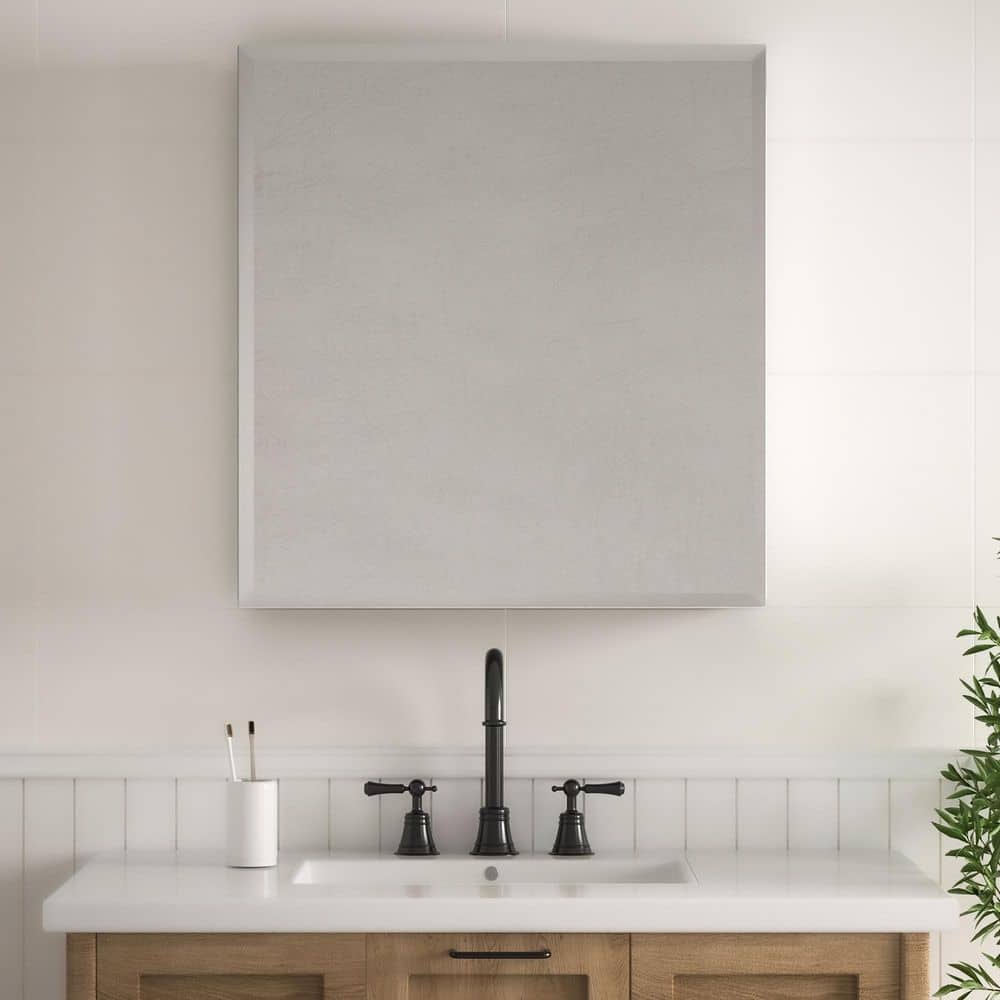 20 in. W x 26 in. H Rectangular Silver Single Door Recessed/Surface Mount Medicine Cabinet with Mirror Interior / Left price history on PriceWatchPro