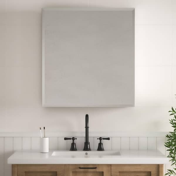 20 in. W x 26 in. H Rectangular Silver Single Door Recessed/Surface Mount Medicine Cabinet with Mirror Interior / Left