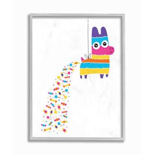 "Color Pop Party Pinata with Rainbow Candy" by Michael Buxton Framed Drink Wall Art Print 11 in. x 14 in.