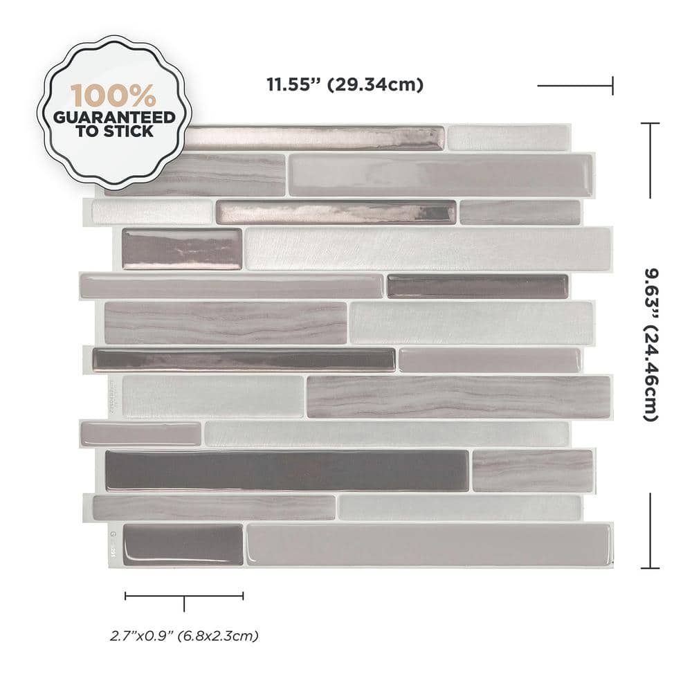 Milano Grigio Peel and Stick Vinyl Backsplash Tiles, 4-Pack