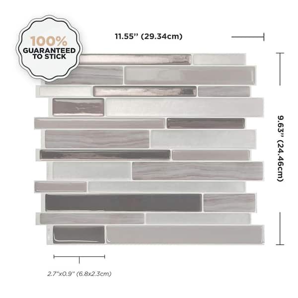 Milano Grigio 11.55 in. x 9.63 in. Vinyl Peel and Stick Tile (2.8 sq. ft. / 4-Pack)