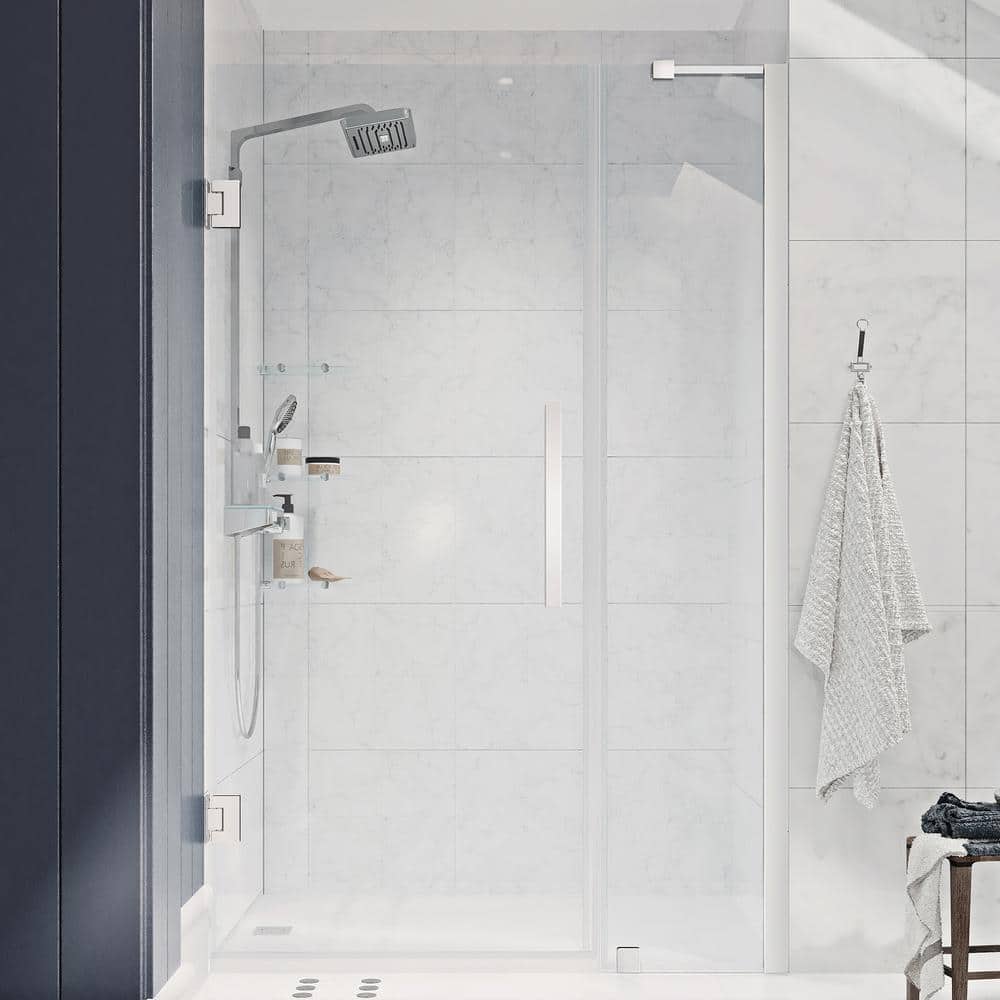 Tampa-Pro 45" x 72" Frameless Chrome Shower Kit with Shelves