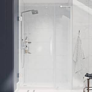 Tampa-Pro 45 1/8 in. W x 72 in. H Pivot Frameless Shower in Chrome with Shelves