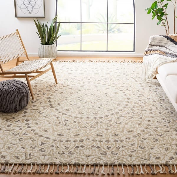 Blossom 9 ft. x 12 ft. Ivory/Taupe Garden Medallion Area Rug