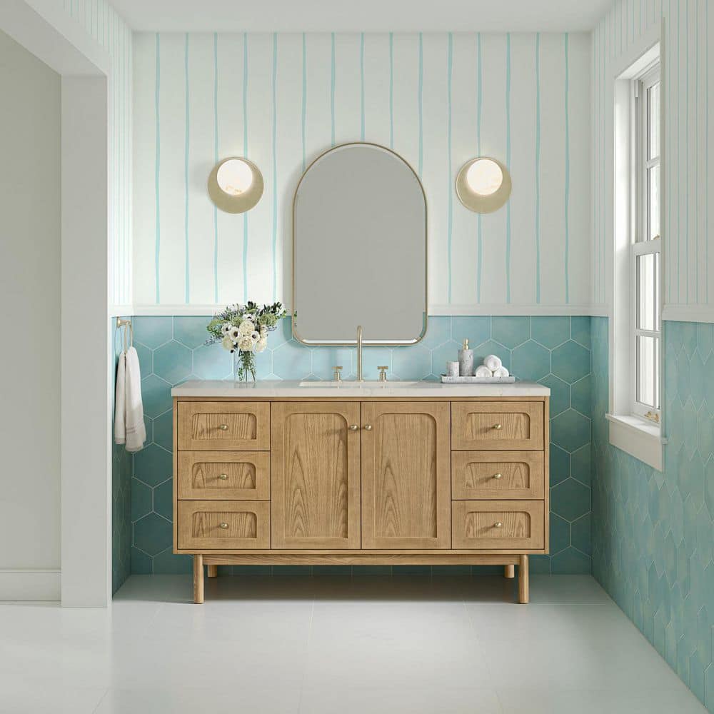 Laurent 60.0 in. Single Bath Vanity in Light Natural Oak with Siberian Quartz Top price history on PriceWatchPro