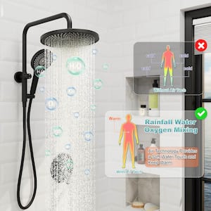 4 Spray 10 in. Dual Shower head Wall Mount Fixed and Handheld Shower Head 1.8 GPM in Matte Black