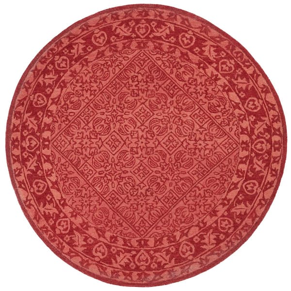 Dip Dye 3 ft. x 3 ft. Round Red Border Area Rug