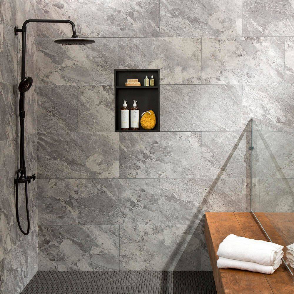 Silver Lake 25.6 in x 14.8 in Interlocking Vinyl Waterproof Wall Tiles