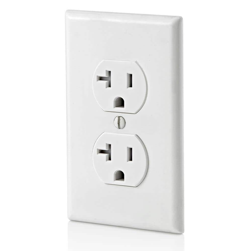 White Tamper Resistant Duplex Outlet with Wall Plate