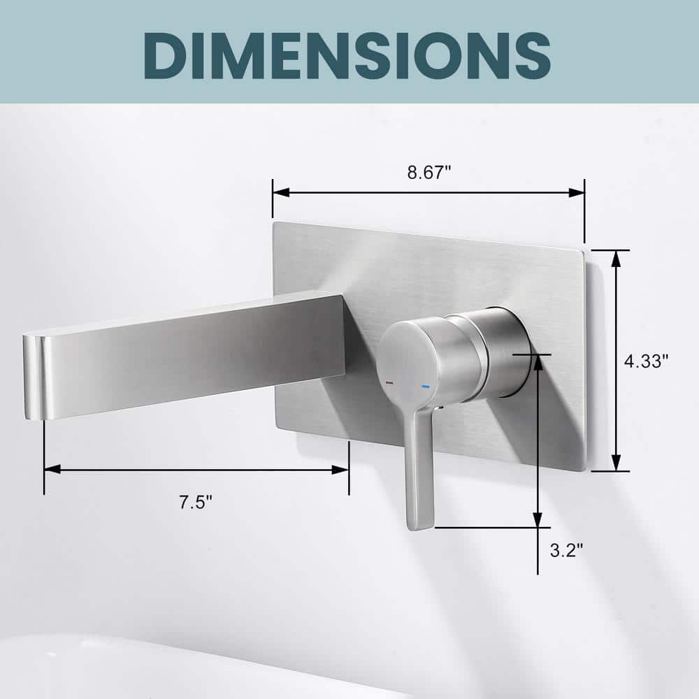 Brushed Nickel Single Handle Wall Mounted Bathroom Faucet