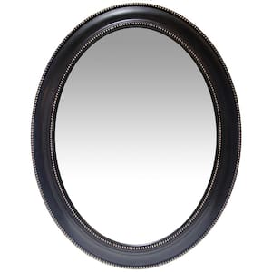 Sonore 24 in. W x 30 in. H Oval Victorian Black and Gold Plastic Frame Wall Mirror