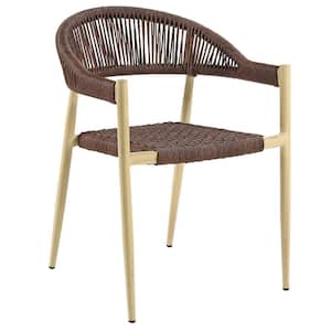 Decolina Natural Tone Aluminum Outdoor Dining Chair in Walnut