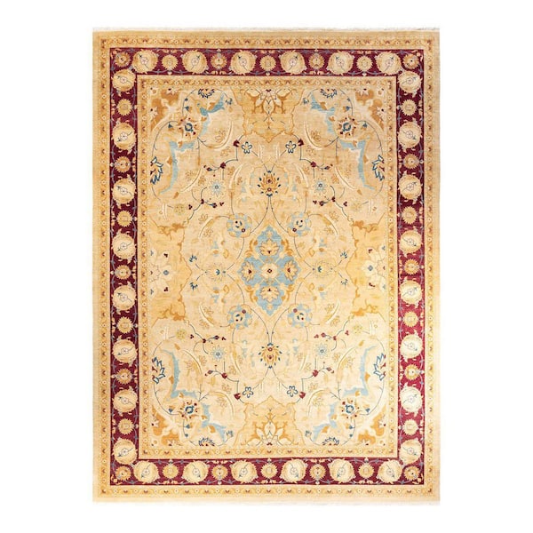 Mogul Traditional Yellow 10 ft. 1 in. x 13 ft. 9 in. Oriental Area Rug