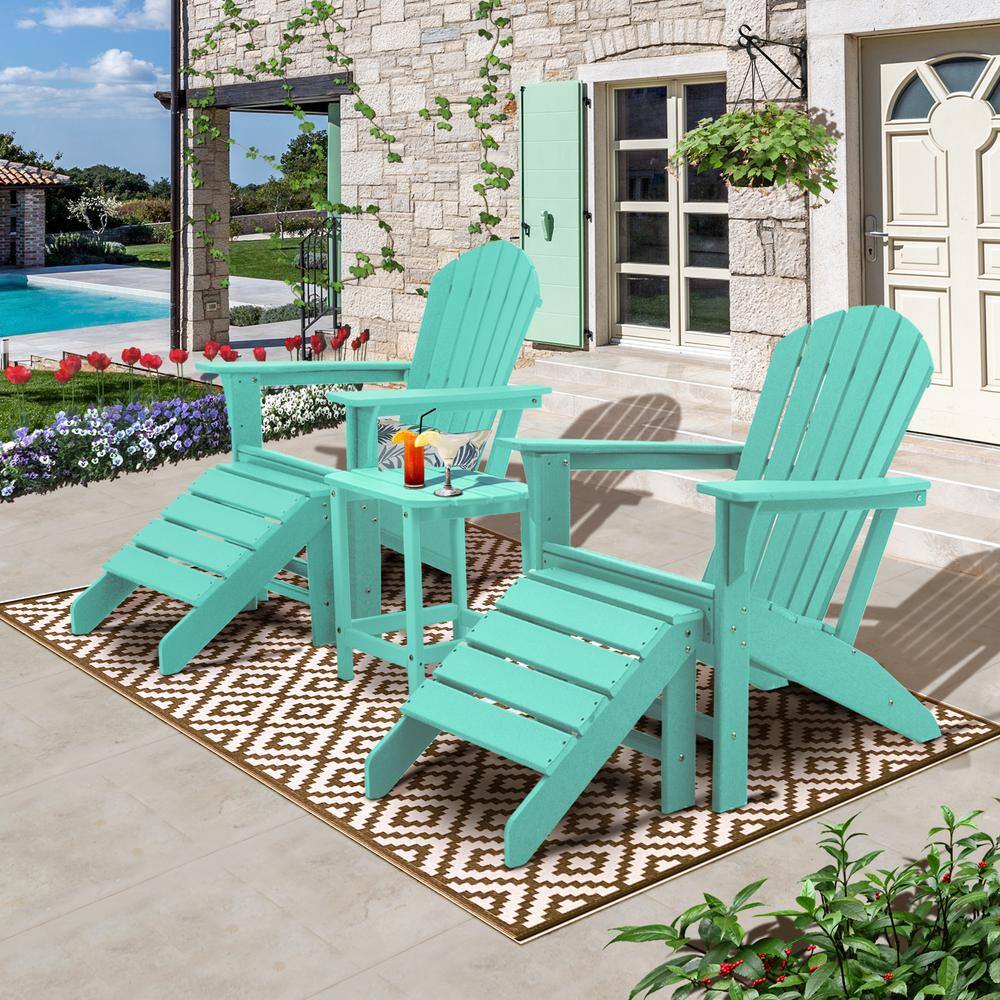 JUSKYS Classic All Weather Turquoise Plastic Adirondack Chair with