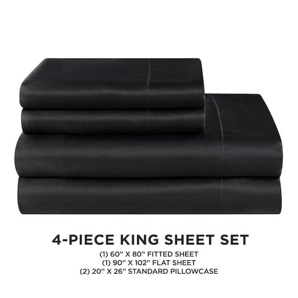 4-Piece Satin Queen Sheet Set, Black – Nemcor Inc. (US)