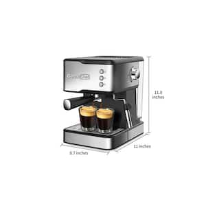 2-Cup Light Gray Espresso Machine with 1.5 L detachable transparent water tank