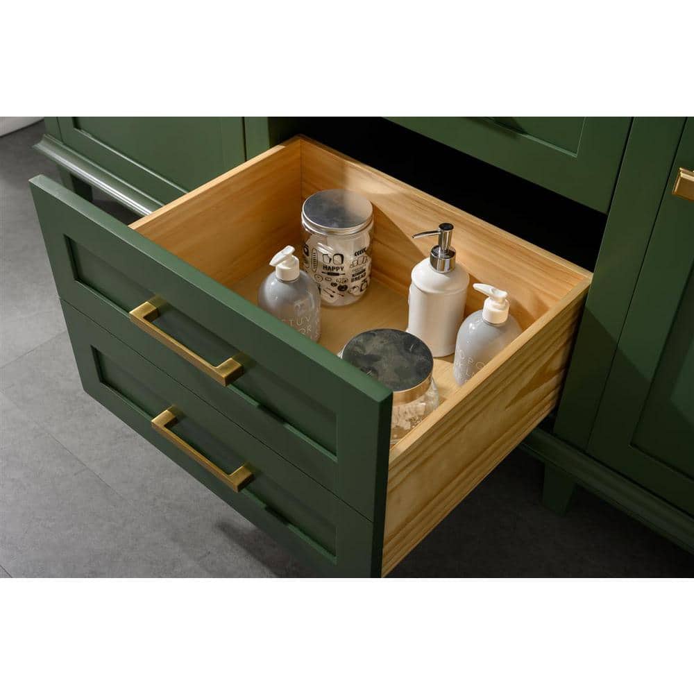 Vogue Green Double Sink 72" Vanity with Carrara Marble Top