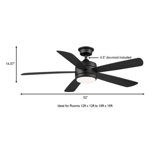 Hampton Bay Averly 52 In Integrated Led Matte Black Ceiling Fan With Light And Remote Control Color Changing Technology Ak18b Mbk - What Size Bulbs Do Hampton Bay Ceiling Fans Use In Philippines