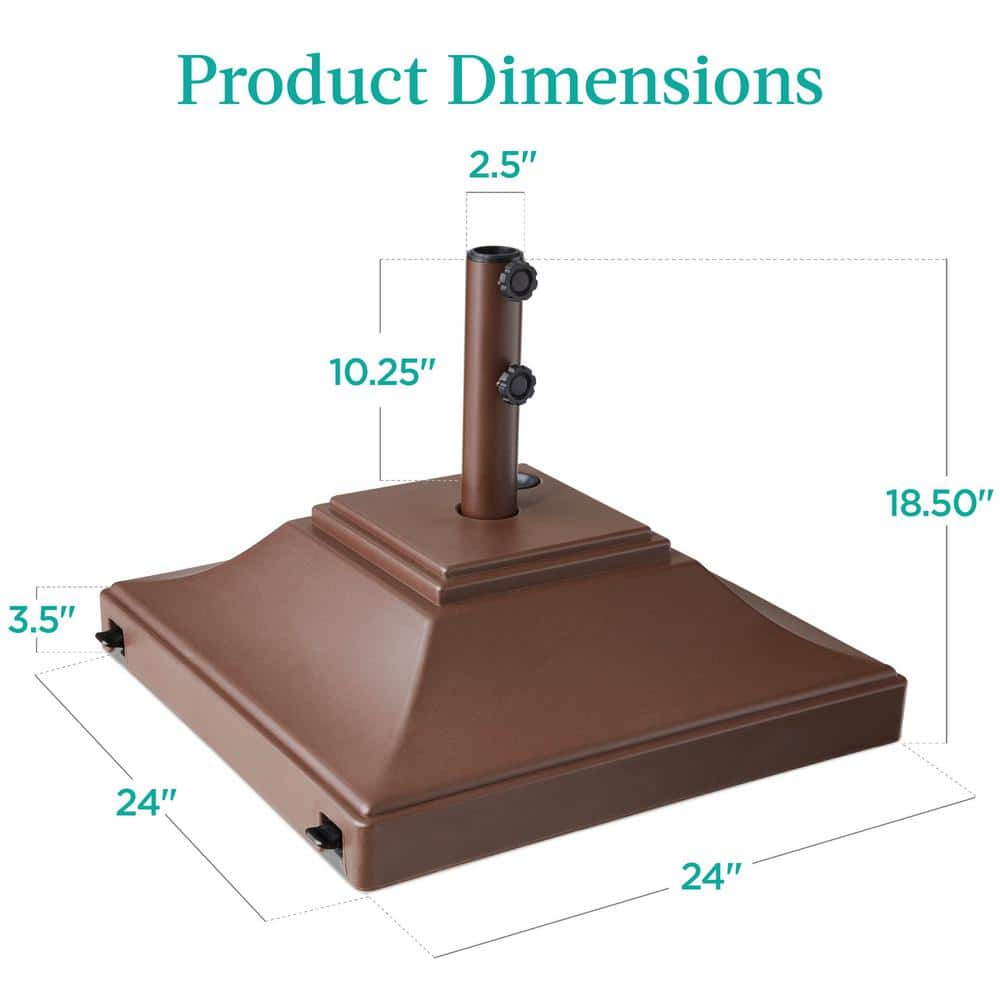 Brown Heavy-Duty Concrete Mobile Umbrella Base with Wheels