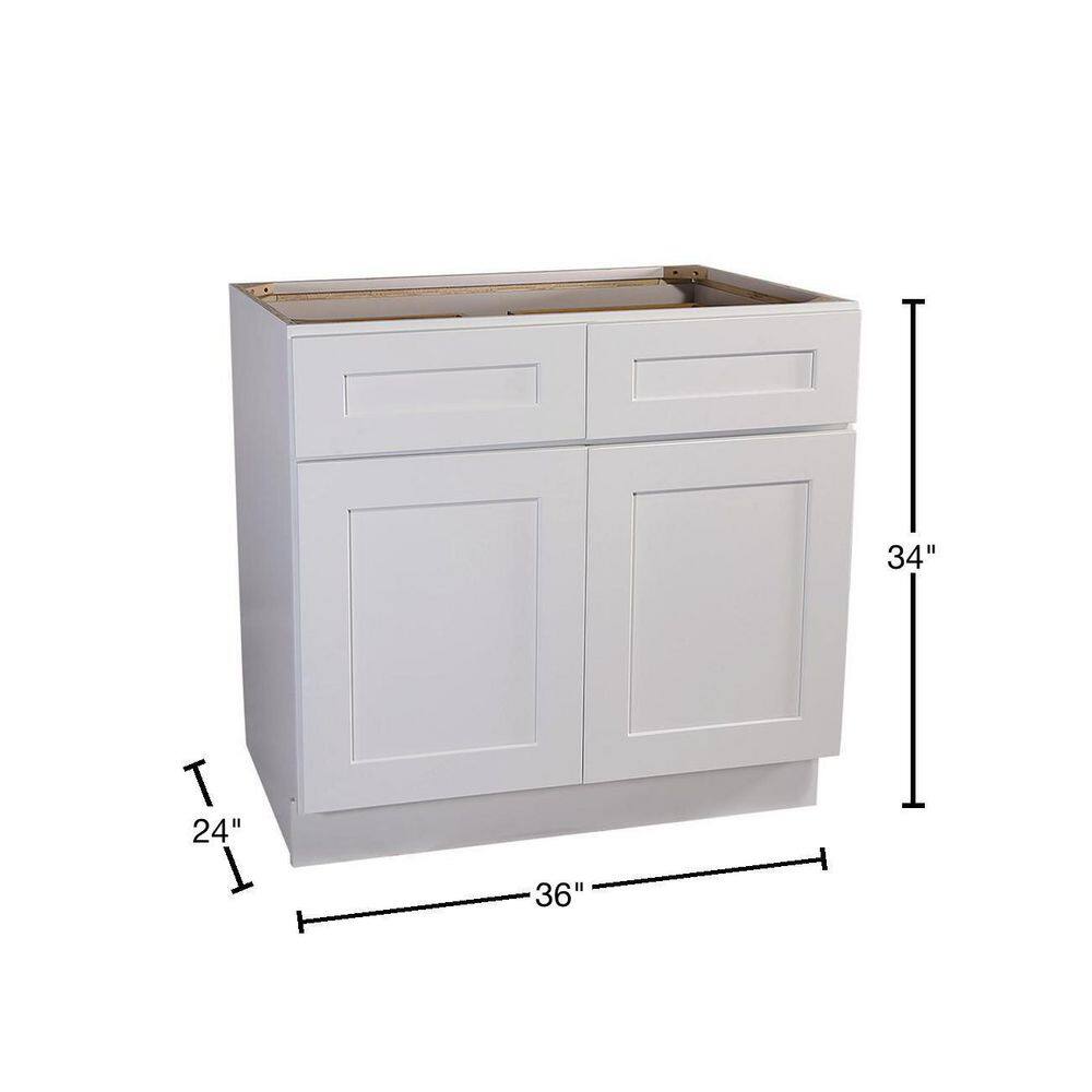 Brookings White Shaker Style Base Kitchen Cabinet with Drawers