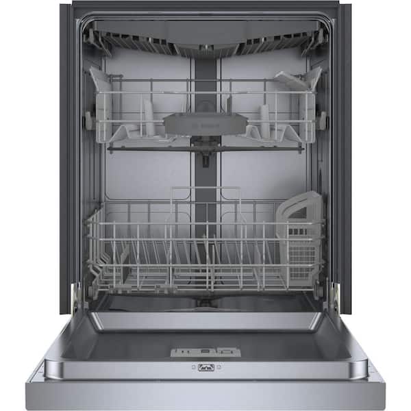 in. Stainless dBA - Steel 24 Bosch Tall Dishwasher 3rd Control Rack, Front 300 and The Steel Series Stainless 46 Tub SHE53C85N Home with Tub Depot