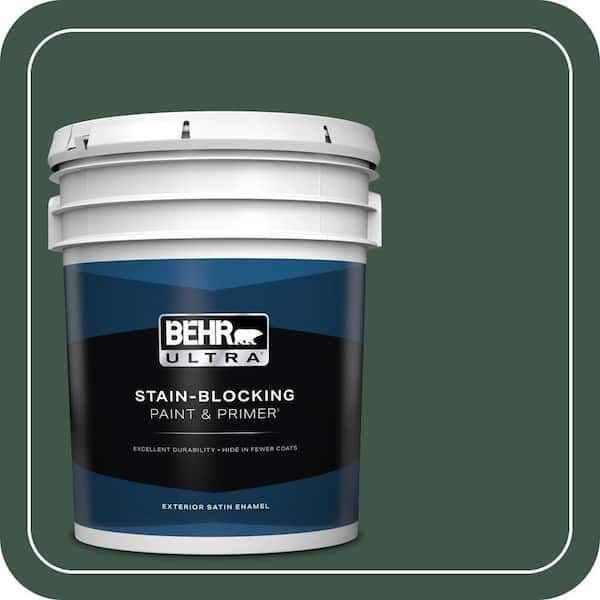 BEHR ULTRA 5 gal. #470F-7 Deep Jungle Satin Enamel Exterior Paint & Primer