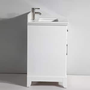 Genoa 48 in. W x 22 in. D x 36 in. H Bath Vanity in White with Engineered Marble Top in White with Basin and Mirror