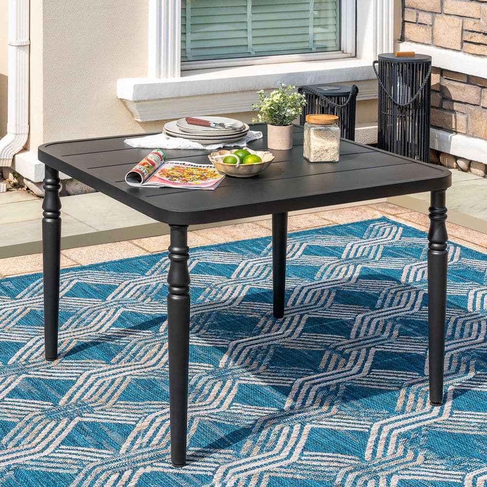 Nuu Garden Black Square Powder-Coated Metal Patio 37