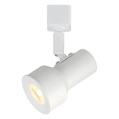 Small 1-Light Solid White Step Cylinder Integrated LED Track Lighting Head