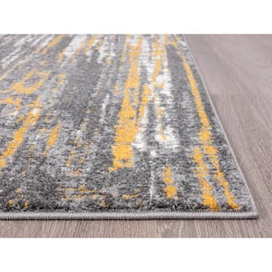 Laguna Grey/Yellow 5 ft. 3 in. x 7 ft. 6 in. Abstract Polypropylene Area Rug