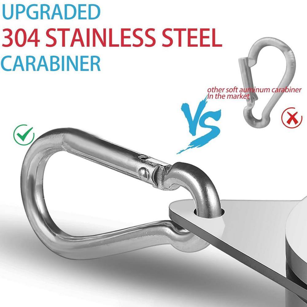 Matte Silver Aluminum 2-Inch Flagpole Rings with 360° Rotating Clips