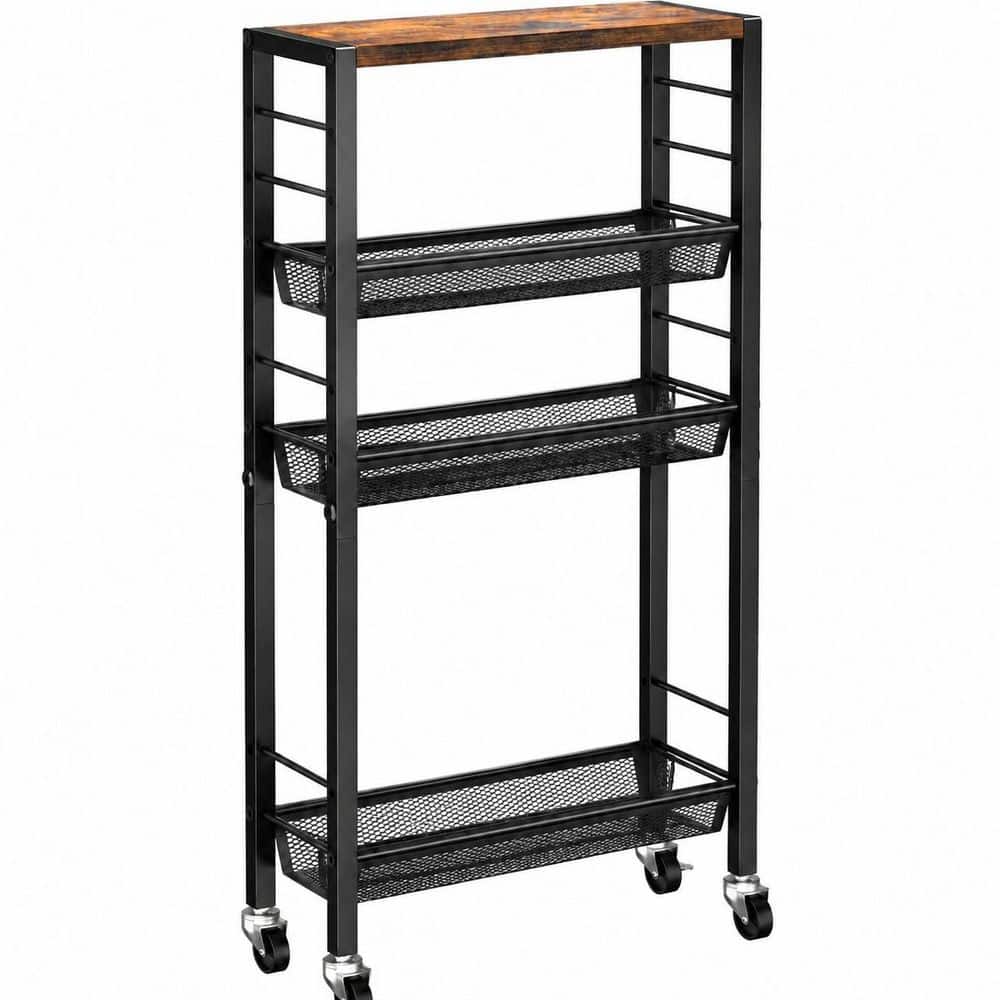 4-Tier Slim Rolling Utility Cart with Wood Top and 2 Locking Casters for Kitchen Storage price history on PriceWatchPro