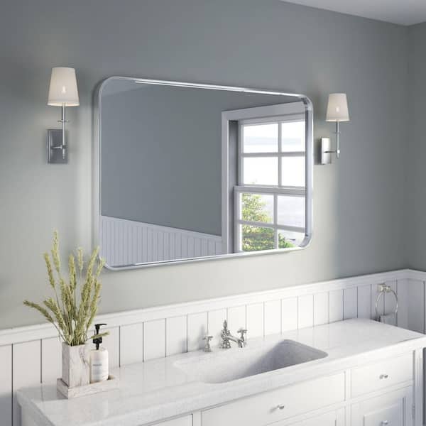 ORGANNICE 48 in. W x 32 in. H Silver Aluminum Rectangular Framed