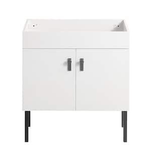 29.9 in. W x 18.30 in. D x 22.80 in. H Freestanding Bathroom Vanity with Single Sink and White Ceramic Top 2-Doors