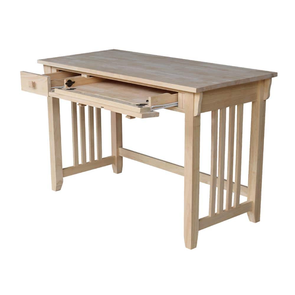 Solid Wood Mission Computer Desk with Drawer and Keyboard Tray