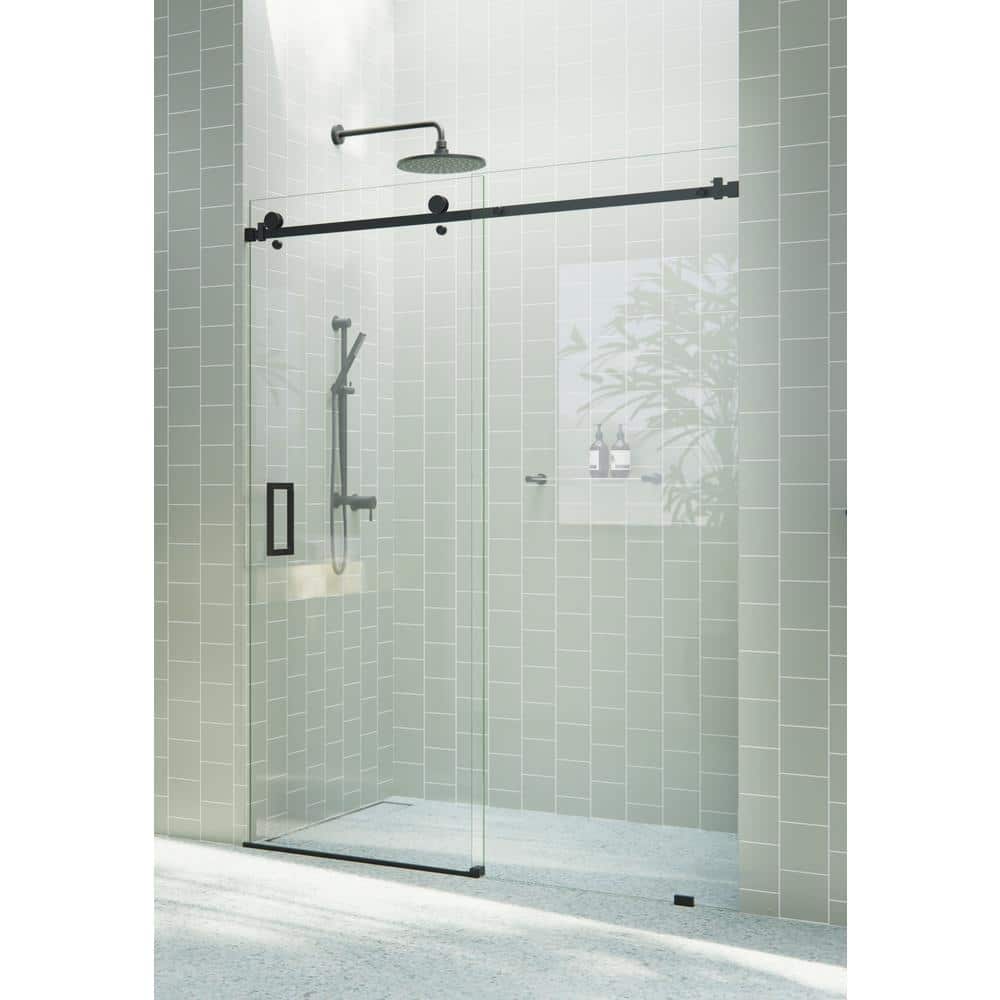 Astro 72" x 78" Frameless Glass Sliding Shower Door in Matte Black