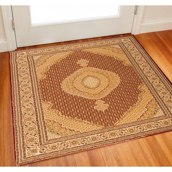 Beige 2 x 2 ft. Woven Oriental Square Indoor Area Rug