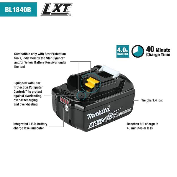 Makita - 18-Volt LXT Lithium-Ion Battery and Charger Starter Pack (4.0Ah)