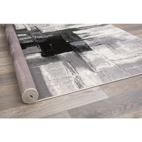 Modern Contemporary Abstract Black 3 ft. 3 in. x 5 ft. Indoor Area Rug