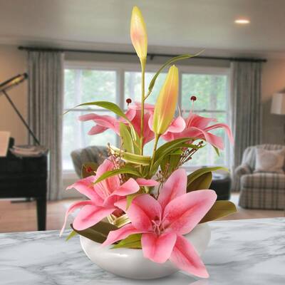 18 in. Pink Lily Flowers