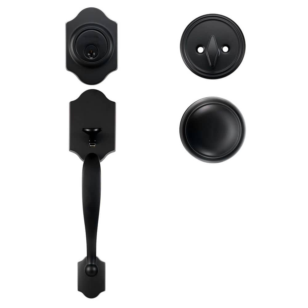 Matte Black Front Door Handle and Deadbolt Set w/ Interior Knob, Adjustable Hole Spacing Single Cylinder Door Handleset price history on PriceWatchPro