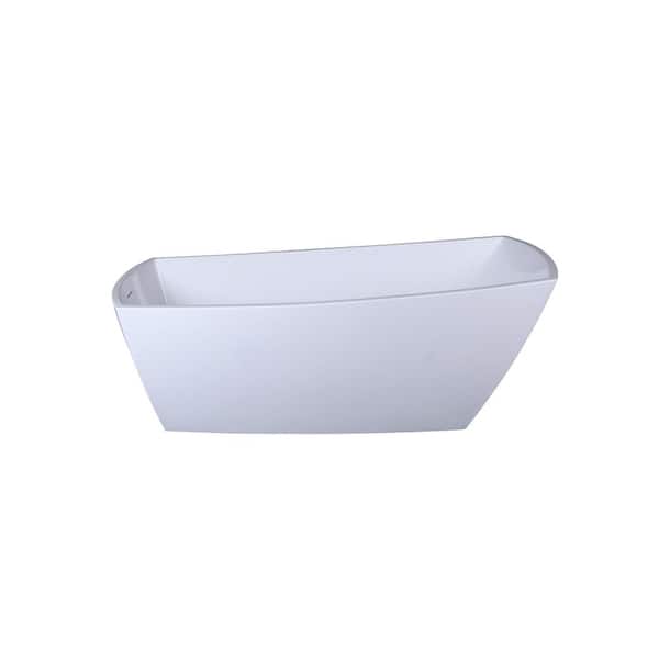 Timeless Home 72 in. x 30.5 in. Soaking Bathtub with End Drain in Glossy White