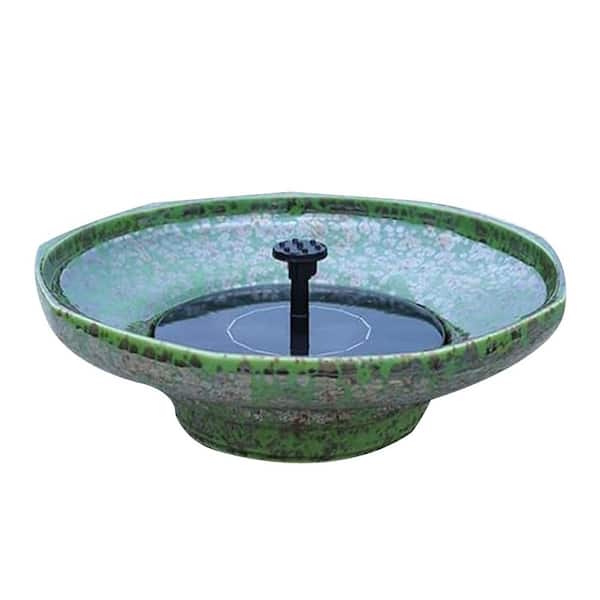 Ceramic Black Solar Bird Bath Fountain 3.54 in. x 11.6 in. Outdoor Garden Decor with Unique Design and Easy Cleaning