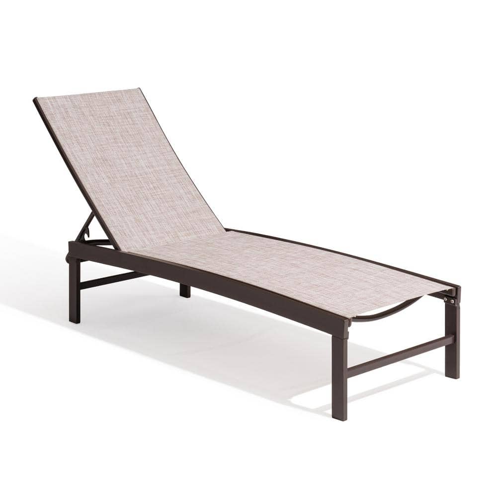 Adjustable Beige Aluminum Outdoor Chaise Lounge