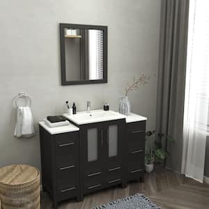 Brescia 48 in. W x 18.1 in. D x 35.8 in. H Single Basin Bathroom Vanity in Espresso with Top in White Ceramic and Mirror