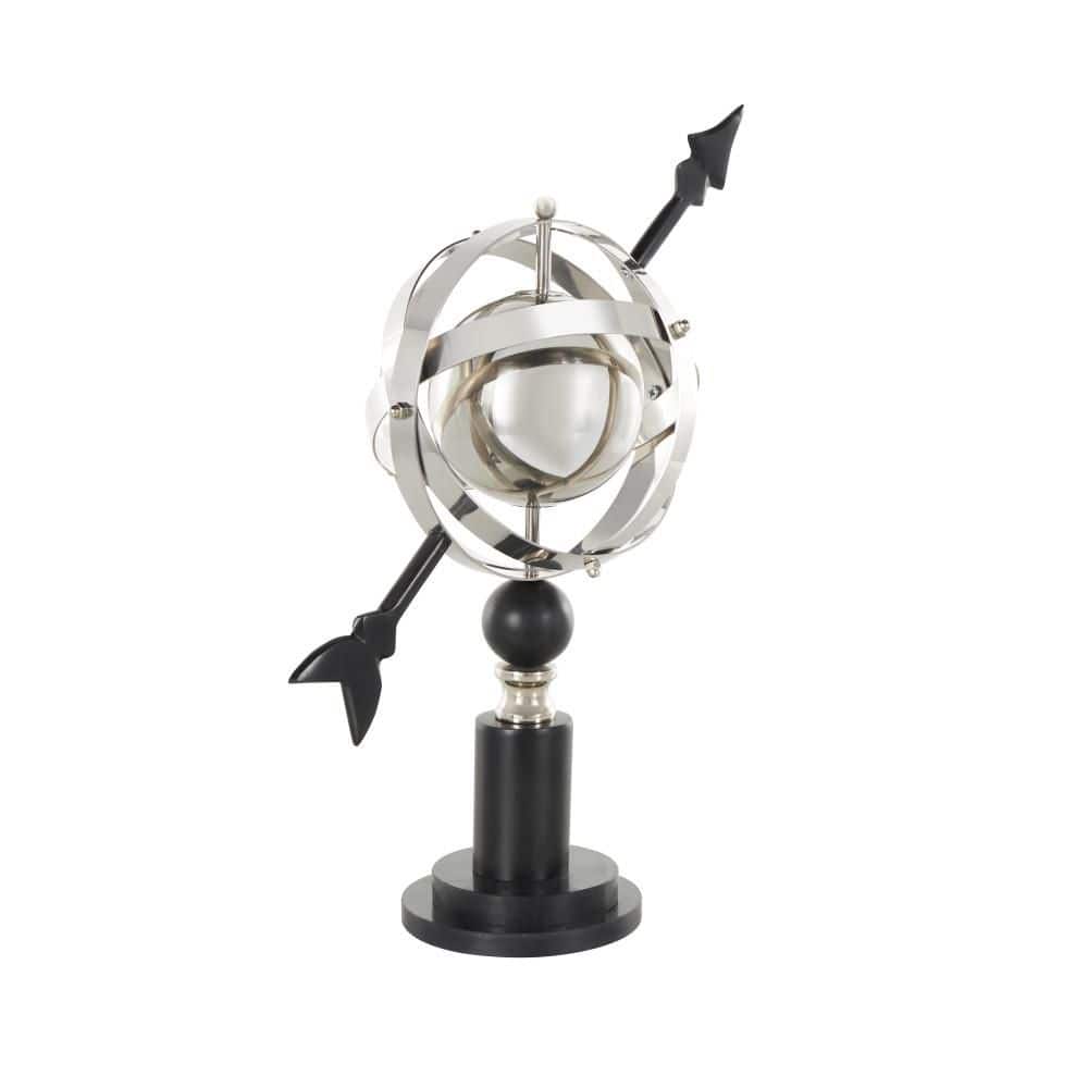 17 in. Black Stainless Steel Metal Armillary Decorative Globe with Black Round Base price history on PriceWatchPro